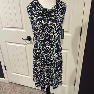 INC International Concepts Black and White Patterned Midi Dress